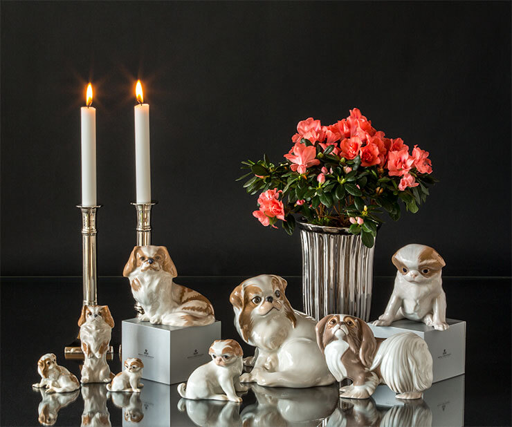Royal Copenhagen und Bing & Gröndahl Hundefiguren: Pekingese