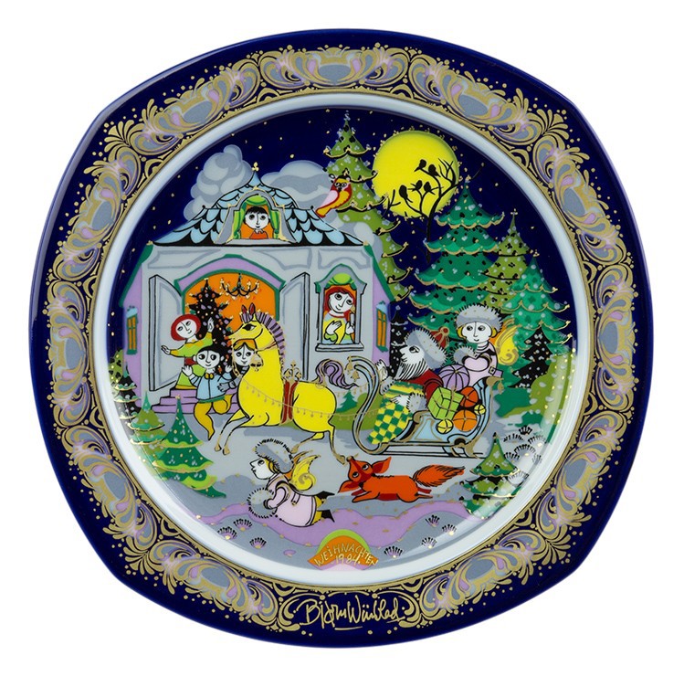 Björn Wiinblad Porzellan-Weihnachtsteller 1984, hergestellt von Rosenthal