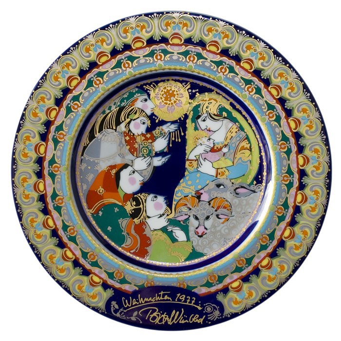 Björn Wiinblad Porzellanweihnachtsteller 1977, hergestellt von Rosenthal