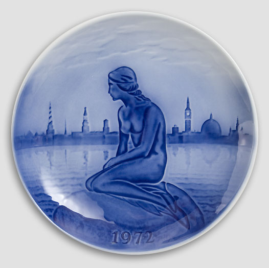 Desiree Dänemark - Weihnachtsteller 1972 Old Copenhagen Blue Hans Christian Andersen Teller 1972