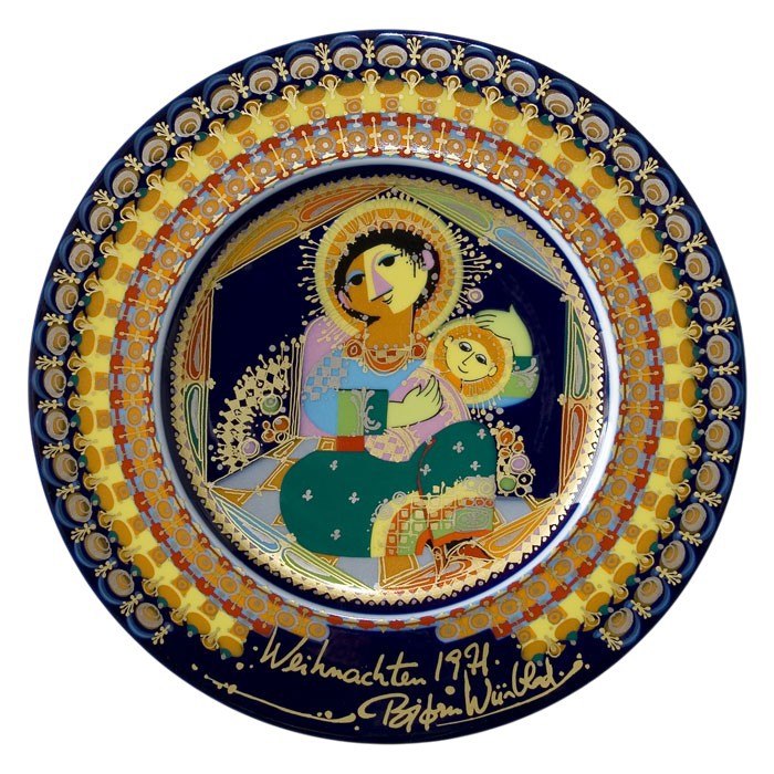 Björn Wiinblad Porzellanweihnachtsteller 1971, hergestellt von Rosenthal