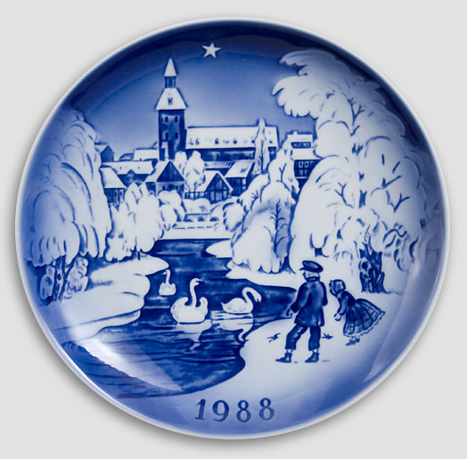 Desiree Dänemark - Weihnachtsteller 1988 Old Copenhagen Blue Hans Christian Andersen Teller 1988