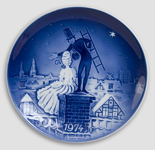 Desiree Dänemark - Weihnachtsteller 1974 Old Copenhagen Blue Hans Christian Andersen Teller 1974