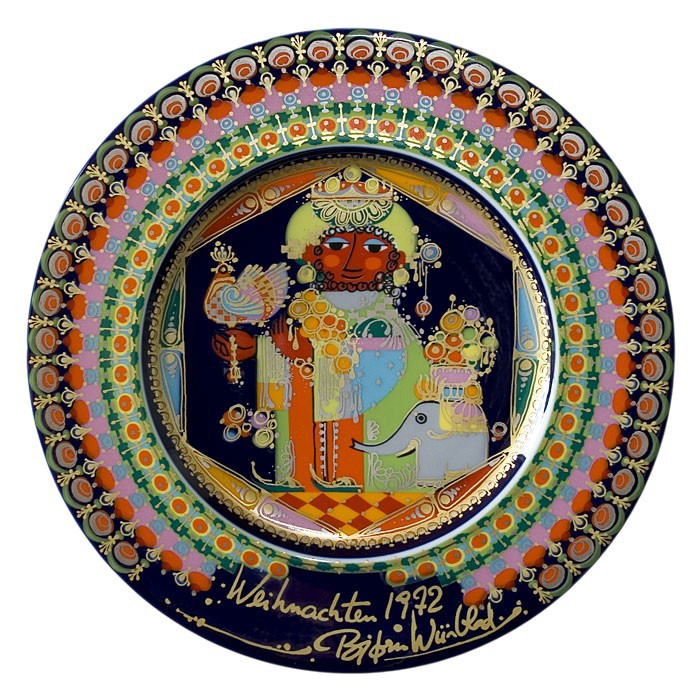 Björn Wiinblad Porzellanweihnachtsteller 1972, hergestellt von Rosenthal