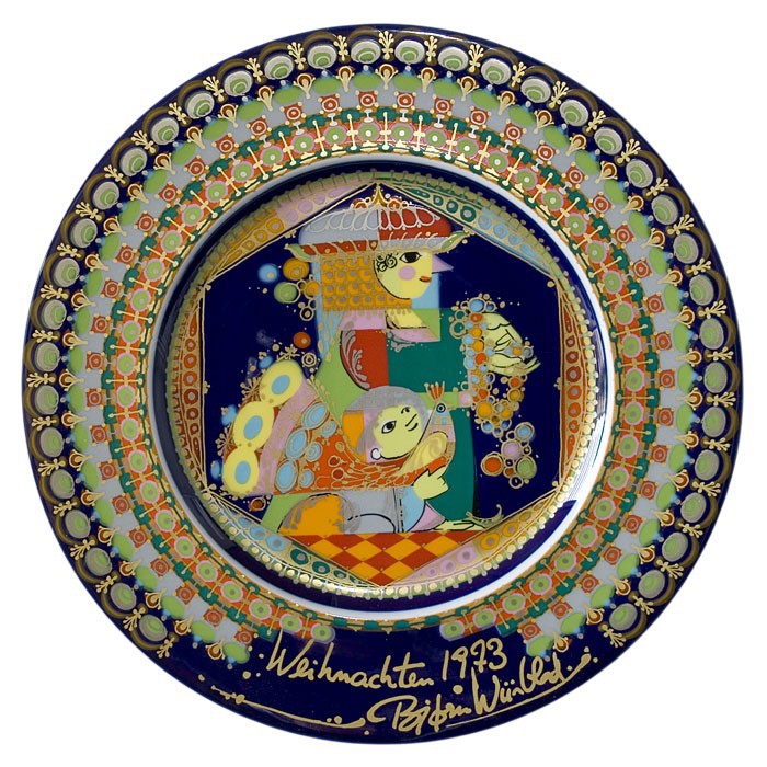 Bjorn Wiinblad Porzellanweihnachtsteller 1973, hergestellt von Rosenthal